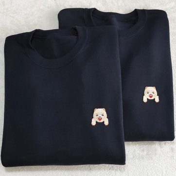 Sudadera azul marino con perro Pomerania