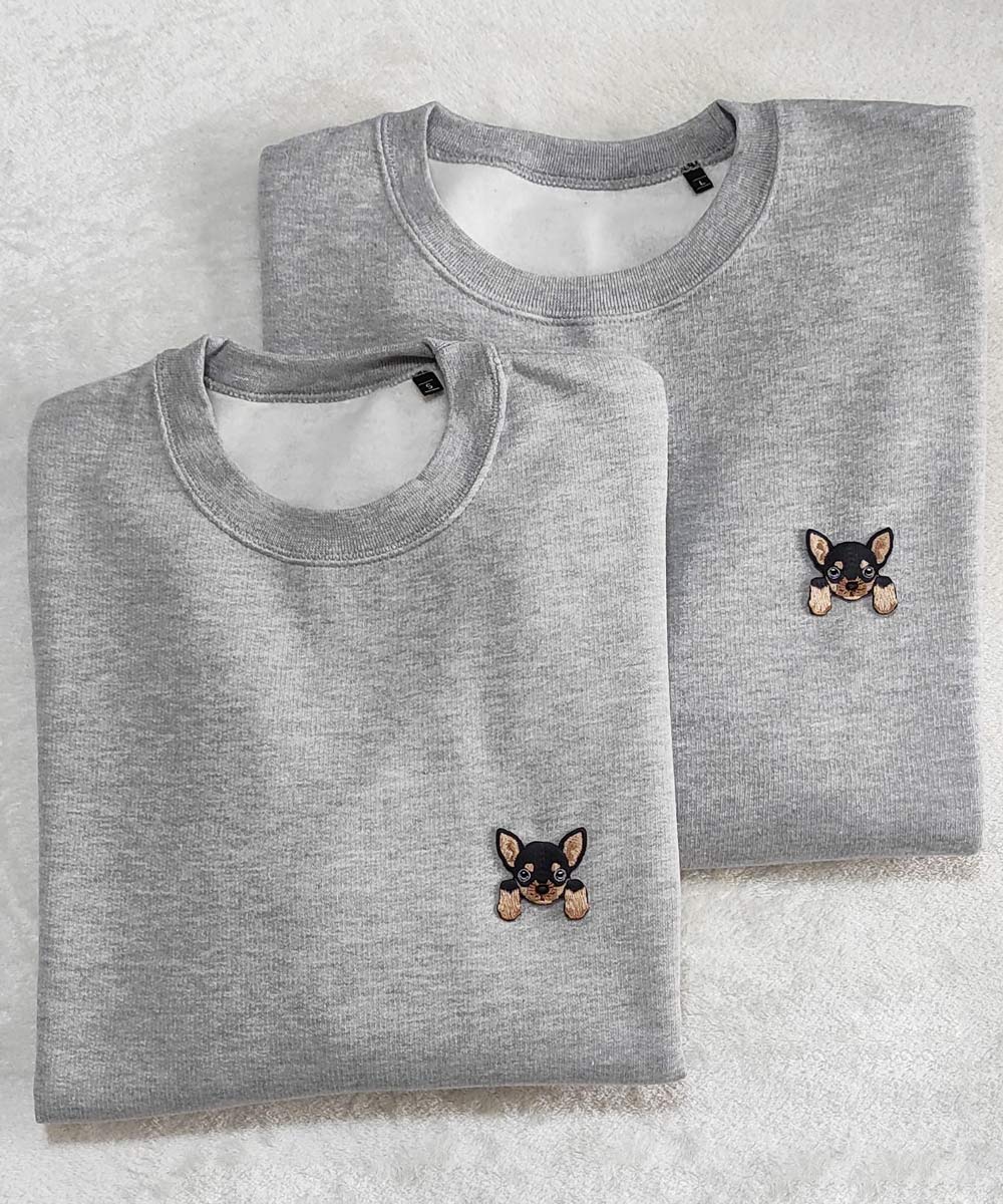 Sudadera-gris-Chihuahua Sudadera gris con perro Chihuahua